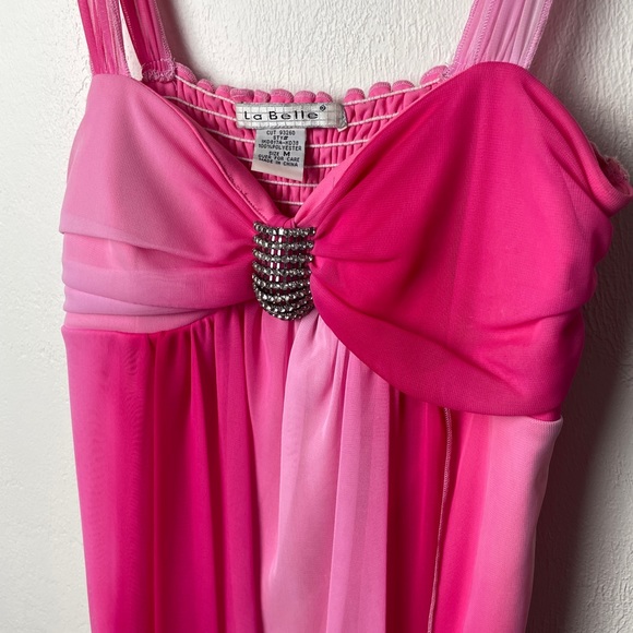 La Belle Pink Multi Layer Flared Formal Dress - Picture 2 of 9